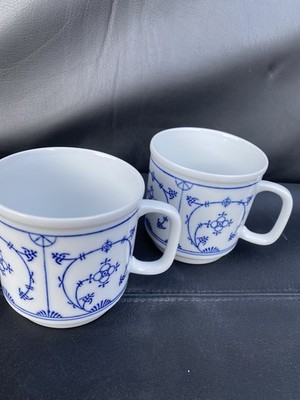 2 x Jaeger Eisenberg Saks Indisch Blau Stohblumenmuster Kaffeebecher 0,30 L