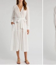 Ulla Johnson Women's Emery Boho Maxi Dress large White Embroidered