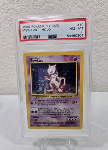 Pokemon Mewtwo Base Set Unlimited Holo Rare #10 PSA 8