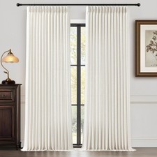 90 Inch Curtains Pinch Pleated Linen Curtain for Living Room, Floor to Ceilin...