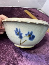 Jugtown-ware Vtg Stoneware 8”blu/brn Speckled Bowl VernOwensj337t6