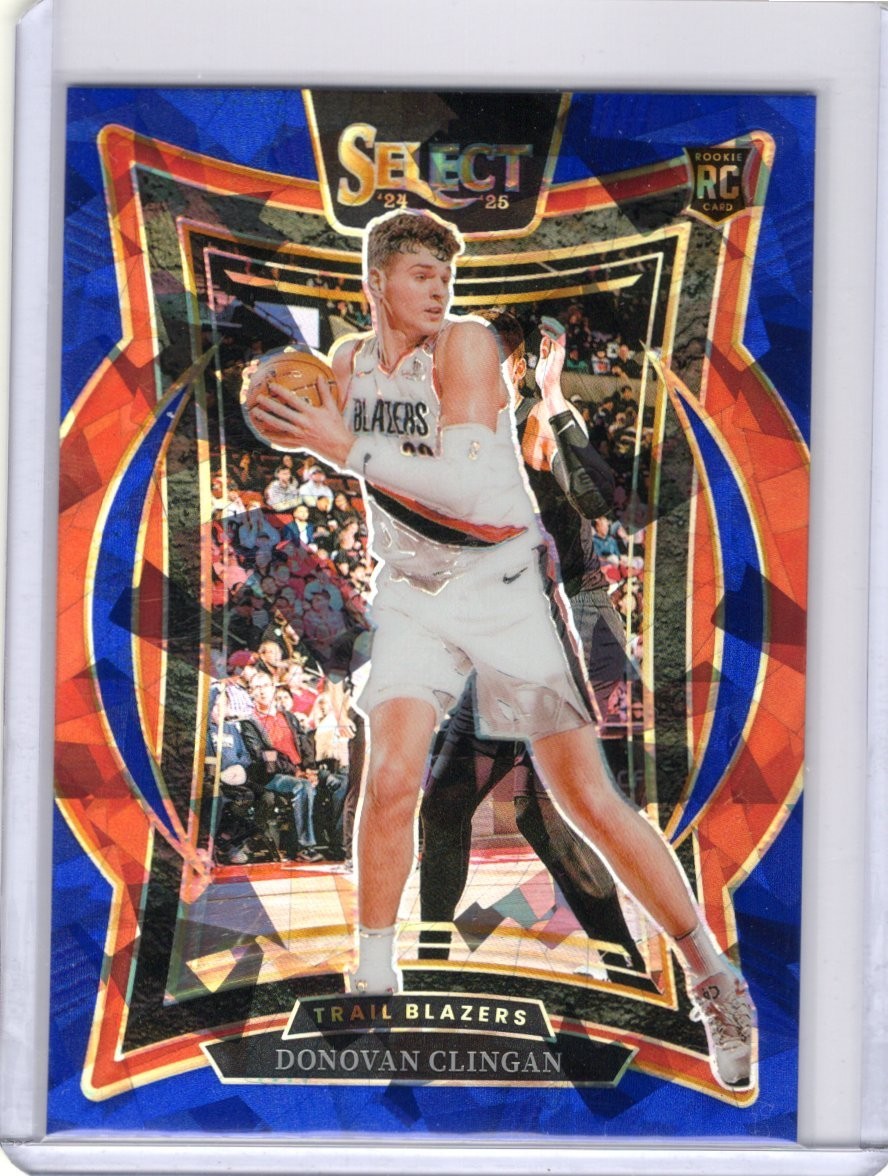2024-25 Panini Select - Concourse Donovan Clingan #69 Blue Cracked Ice Prizm...