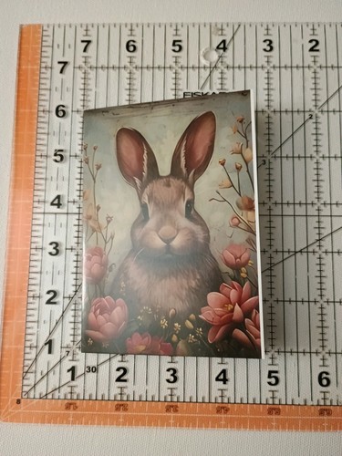 Biglietto di auguri PASQUA coniglietto conigli lepri fiori biglietto da visita - Foto 4 di 4