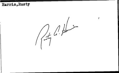 1980's -Rusty Harris- Signed/Autograph/Auto Index Card Seattle Mariners ...
