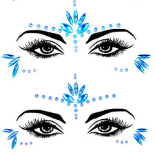 Blue Face Gems Rio Bird Costume Mermaid Body Glitter Rhinestones for Women