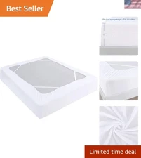 Elegant White Elastic Box Spring Cover for California King - Modern Design