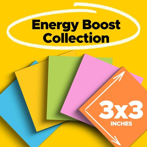 Post-it Super Sticky Notes 3x3 6 tampons couleurs vives boost énergie livraison gratuite - Photo 2/10