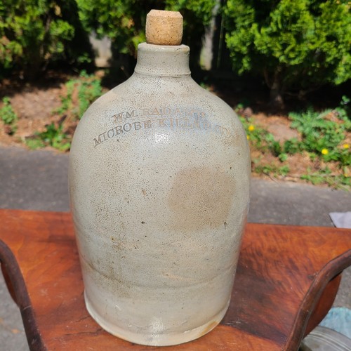 antq. WM.RADAM'S MICROBE KILLER CO. 1 gal. salt glaze crock