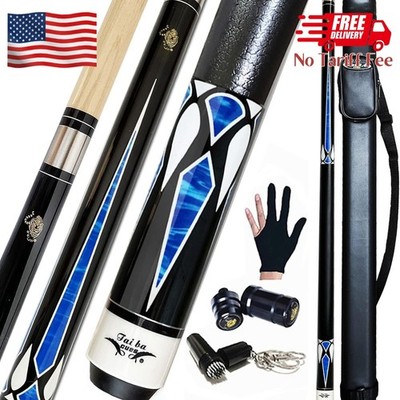 2-Piece Pool cue Stick + Hard Case, 13mm Tip, 58'', Hardwood Canadian Maple