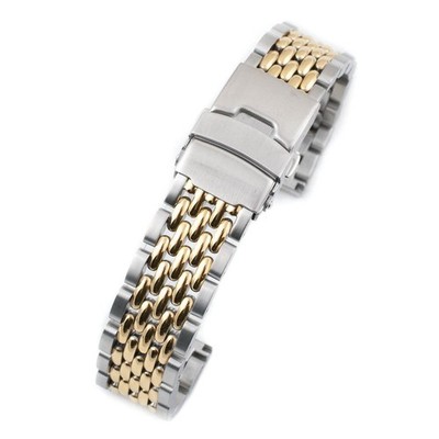 StrapHabit Watch Bracelet for Q Timex Band 18mm, Two-Tone (Silver/Gold) 