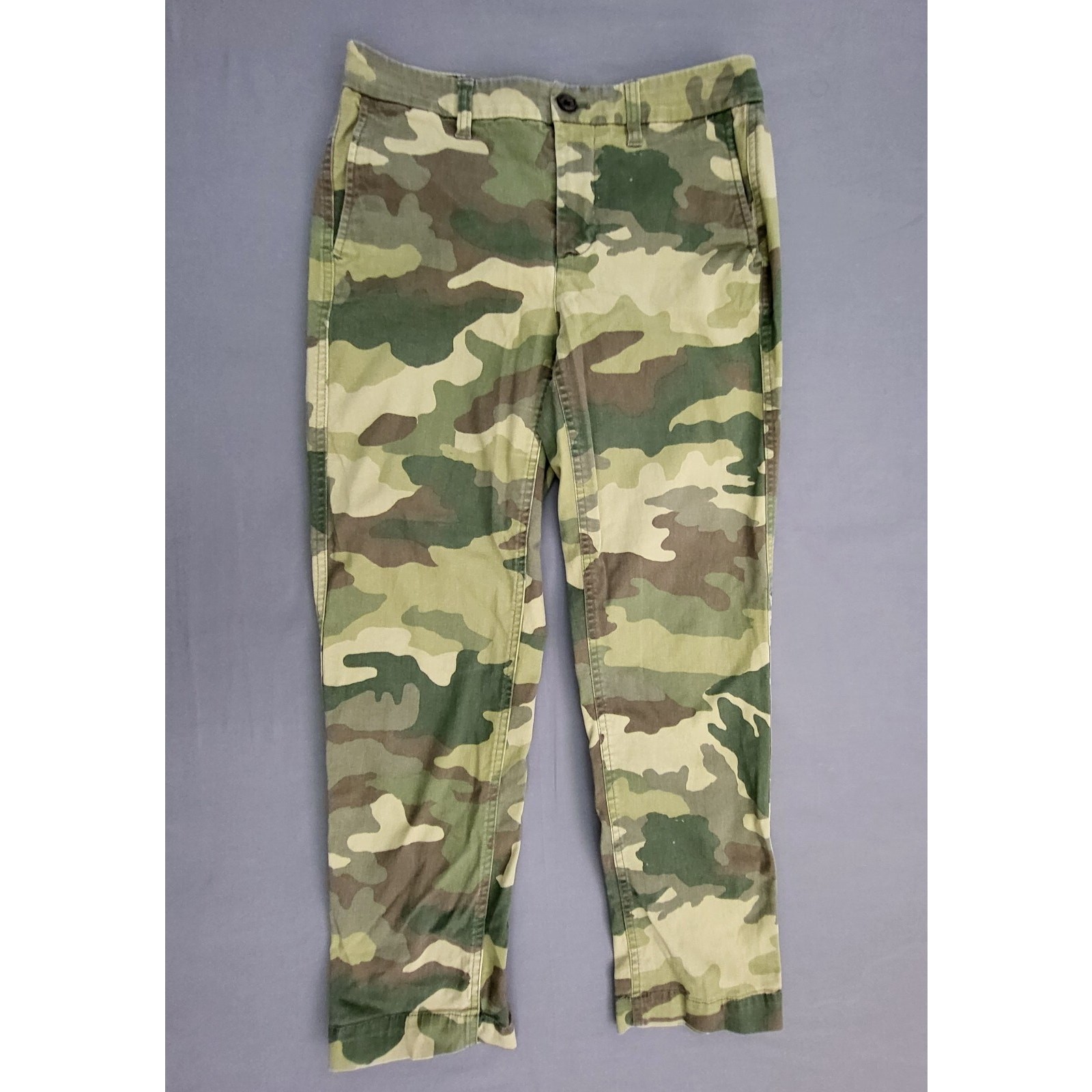 J Crew Womens Size 2 Green Camo Chino Mid Rise Straight Leg Pants