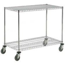 Nexel Adjustable Chrome Wire Shelf Cart 2 Shelves 800 Lb. Capacity 72"L x 24"W x