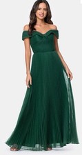 Xscape Evening Off the Shoulder Pleated OrganzaGown,Sz 16/green-hunter, NewNoTag