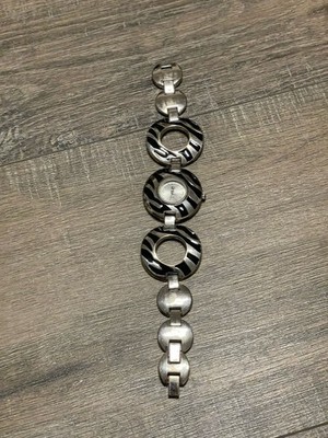 NY&C NY3142 Zebra Print Bracelet Watch Stainless Steel Quartz - Needs Battery