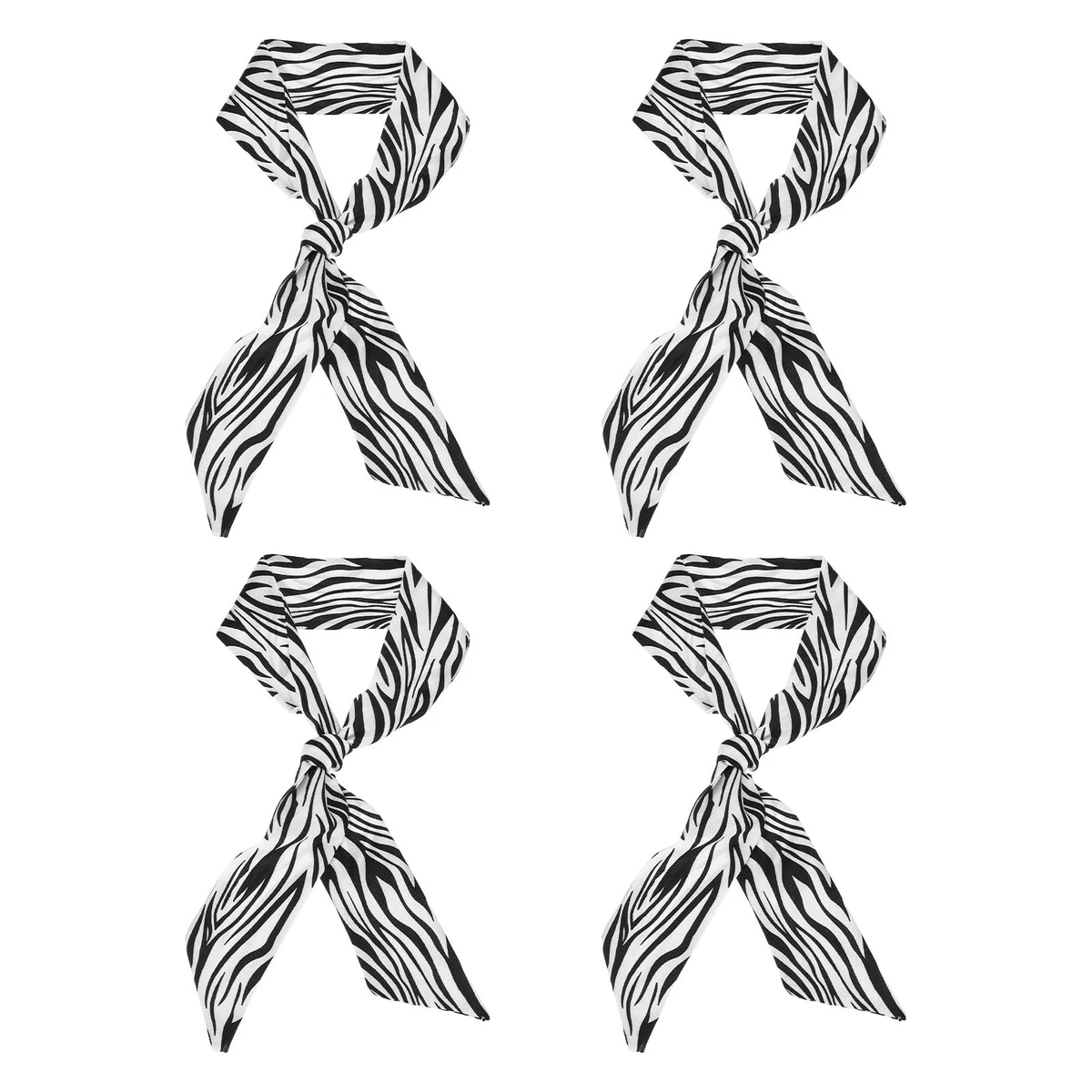 Long Thin Head Scarves 4pc Hair & Neck Scarves for Women – Black/White Stripe