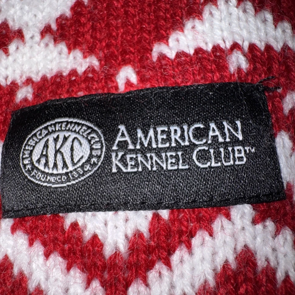 American Kennel Club, Red & White Nordic Print Xmas Cable Knit Dog Sweater Sz L - Image 2 of 4