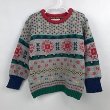 VTG 90s Boys L Gymboree Rainbow Tag Fair Isle Wool Sweater Multicolor Geometric