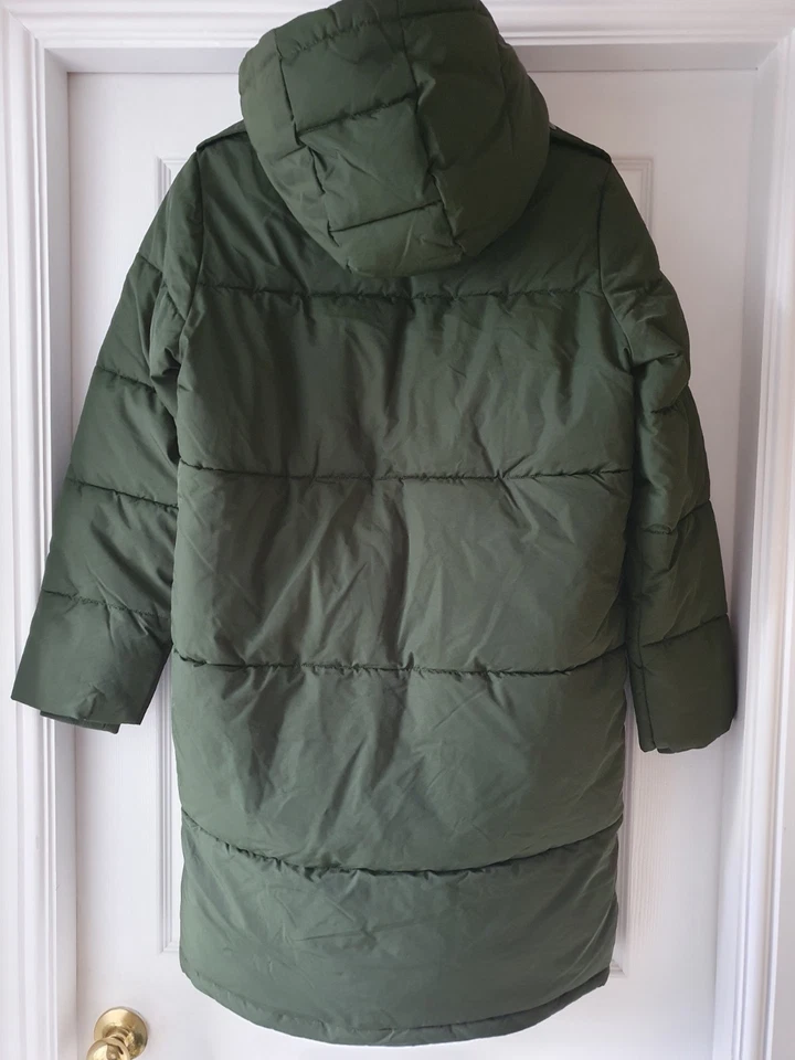 OBJECT Women's Objzhanna Long Padded Coat Noos Size S 8/10 Green Puffer Jacket - Image 3 of 4