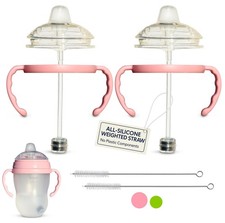 Sippy Cup Conversion Kit for Comotomo Baby Bottles 2-Count, Soft Food Grade S...