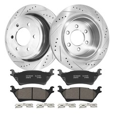 6-Lug REAR Drilled Rotors + Ceramic Brake Pad...