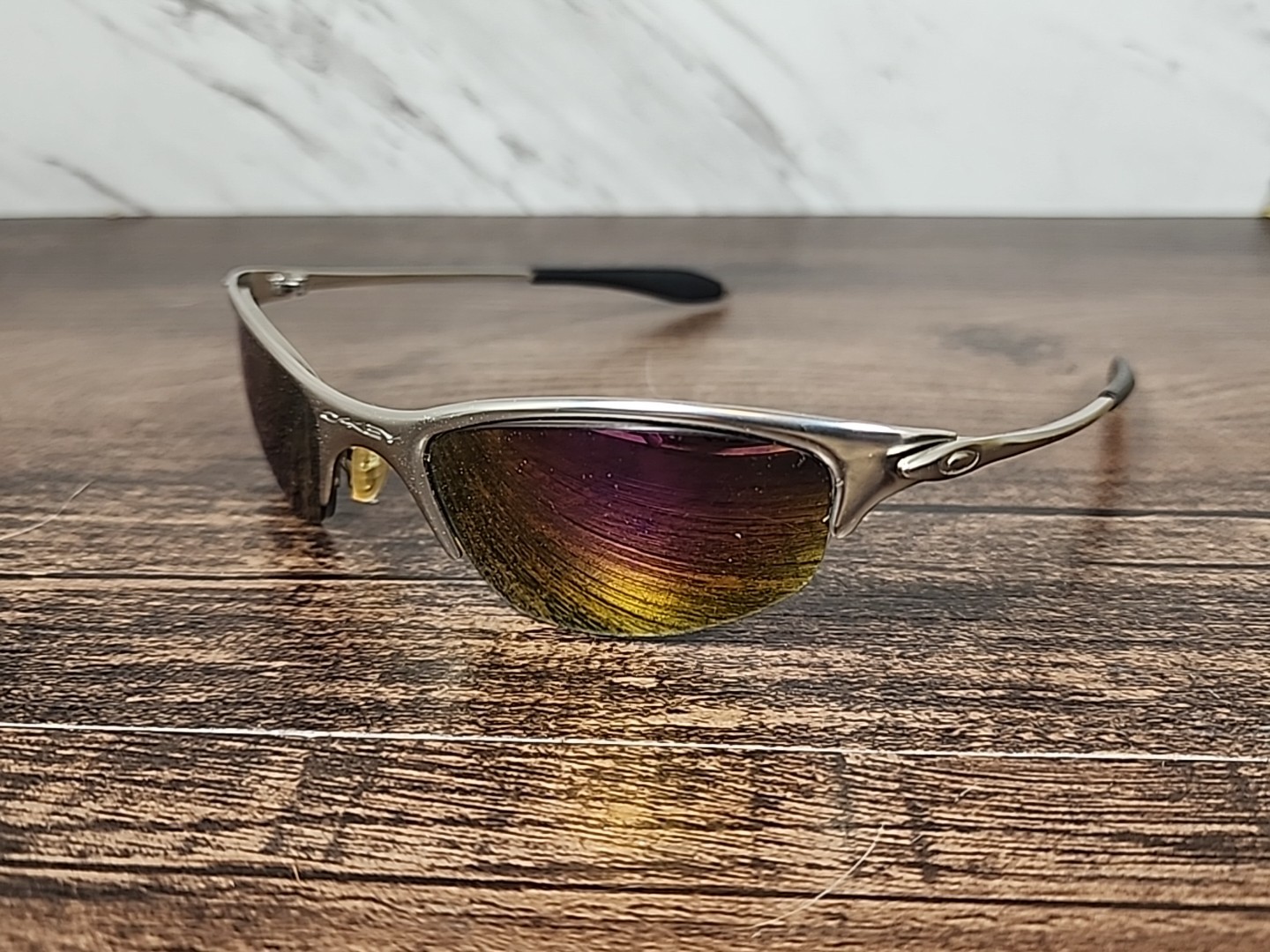 ☆NICE☆ ~OAKLEY Half Wire 1.0 Fire 🔥 Red Orange 🍊 Iridium Sunglasses~ ☆Vintage☆