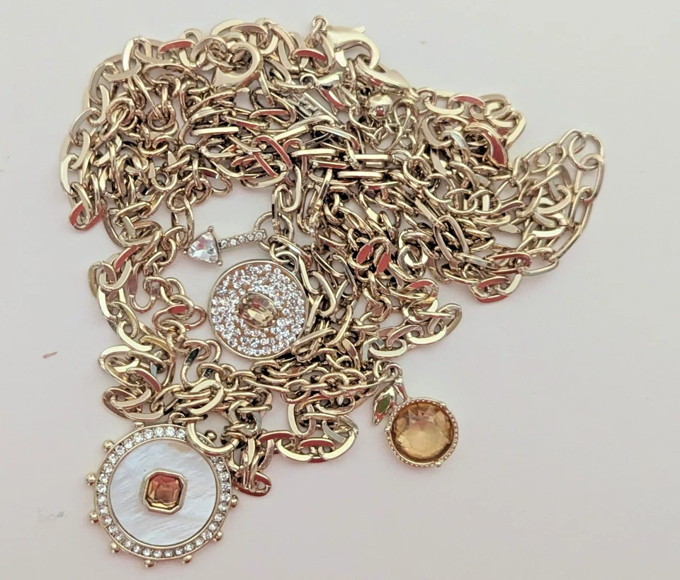 White House Black Market Runway/ Statement Triple Chain Gold Tone Necklace Set! - Image 2 of 4