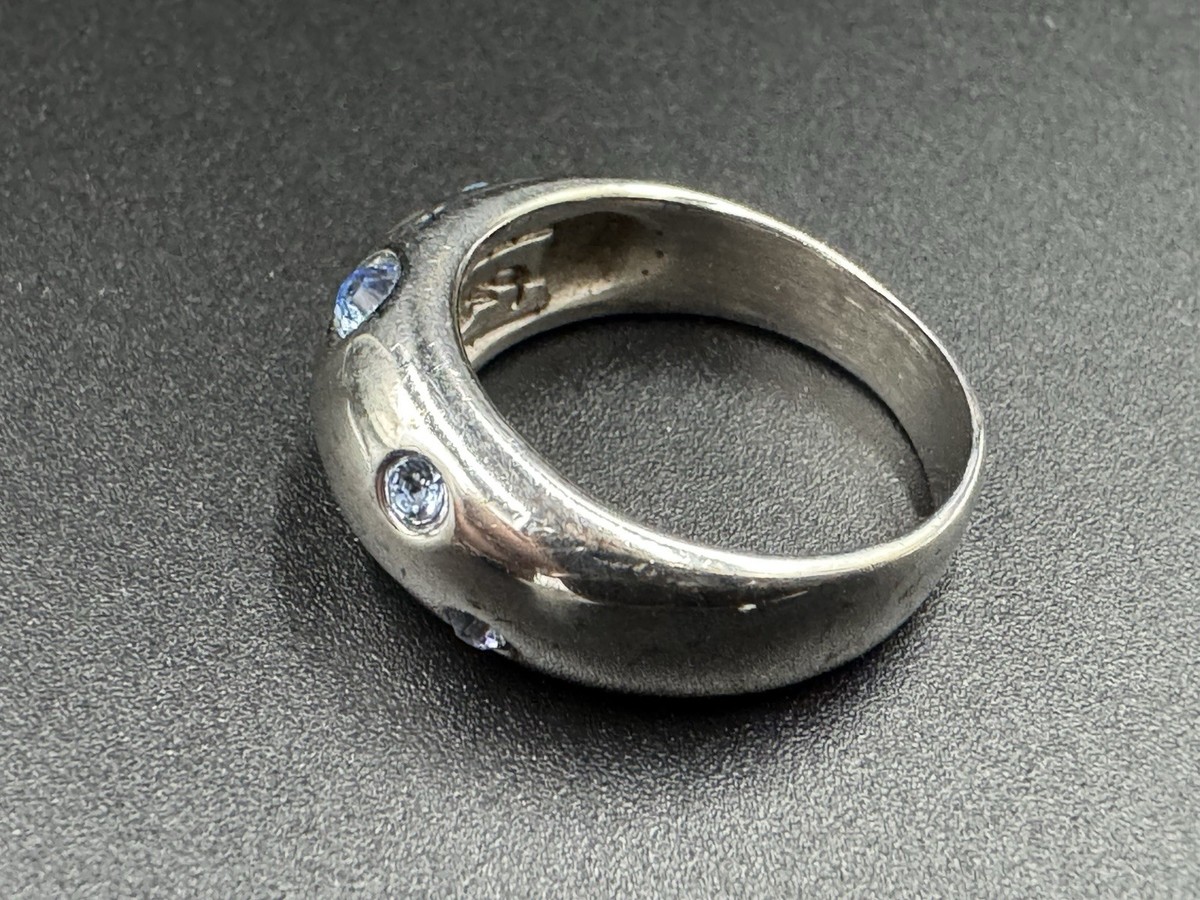 YSL Yves Saint Laurent Ring Size 6 Blue Rhinestones