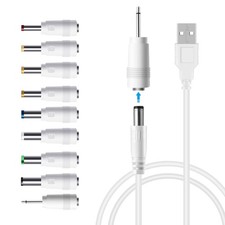 DC 5V Power Cord USB To 5V DC Power Cable Charging Cord With 9 Adapters