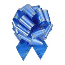 5pcs 6" Large Pull Bow Metallic Sapphire Blue Gift Wrapping Bows with Gold Edge