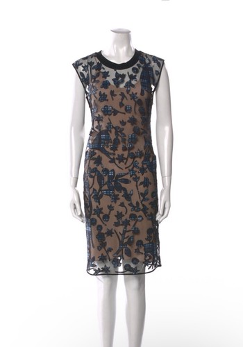 3.1 Phillip Lim Black Floral Animal Print Embroidery Knee Length Shift Dress XS