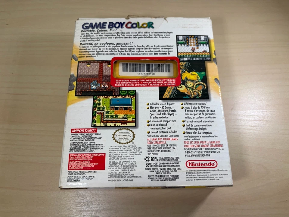 Nintendo GameBoy Color Dandelion Yellow Handheld Console Mint In Box - Image 2 of 4