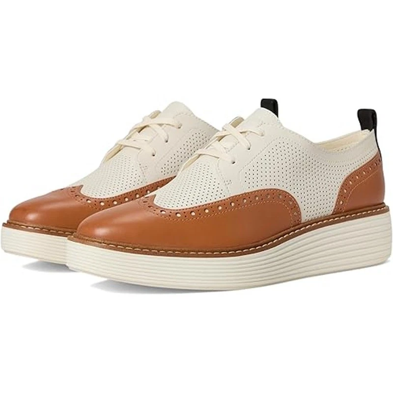 NWT Cole Haan Women’s ØriginalGrand Platform Wingtip Oxford – Pecan/Ivory, 7.5