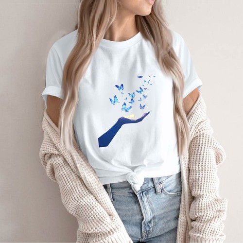 Women's Shirts Casual T-Shirts Spring Round Neck Blouse Long Sleeves Loose Tops - Picture 31 of 33