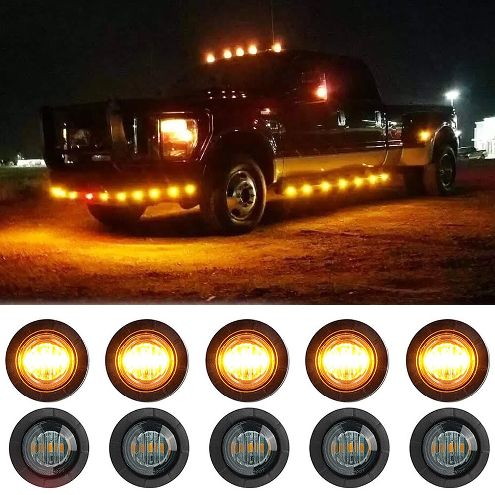 4-Pack Smoke Lens LED Side Fender Marker Lights For Ford F150 F250 F350 – Amber & Red Combo