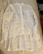 Hubert Gasser Hilo Blouse Italy size 38 White Linen NWT $300