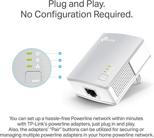 TP-Link AV600 Powerline Ethernet Adapter Plug Play 600Mbps TL-PA4010 - Picture 3 of 3