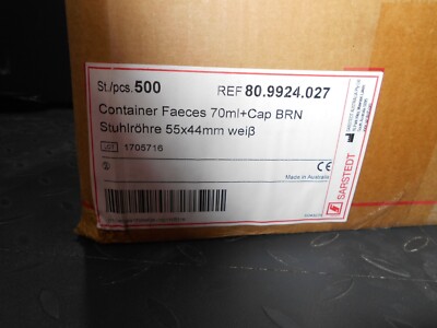 Sarstedt 1705716 Feces Container 70 ml and cap BRN Box of 500