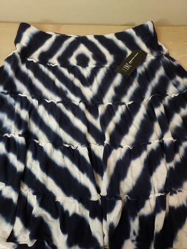 INC INTERNATIONAL CONCEPTS Tie-Dye Stripe Skirt Women's S Blue/White Pull On - Picture 7 of 9