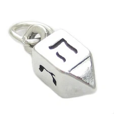Dreidel Spinning Top Sevivon Jewish Hanukkah 3D 925 Solid Sterling Silver Charm