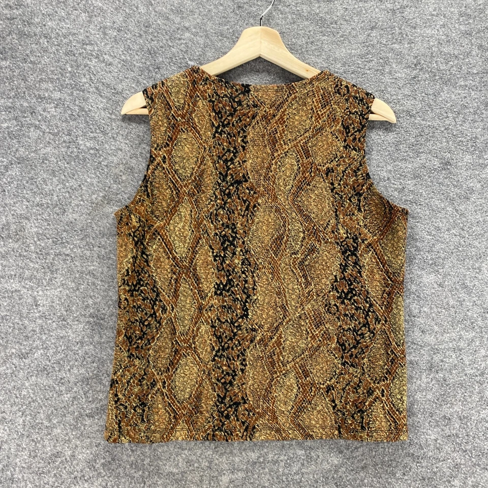 Блузка женская Laura Ashley PM миниатюрная коричневая с анималистическим принтом с v-образным вырезом повседневная без рукавов - Изображение 2 из 4