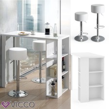 Tavolino bar Bancone da bar Tavolo da bar alto Con 2 sgabelli Noel Bianco Vicco