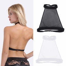 Damen Crop Top Neckholder Dessous Rückenfrei Transparent Kurze Oberteil Clubwear