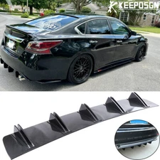 For Nissan Altima Carbon Fiber Rear Lip Bumper Diffuser Shark Fin Spoiler Wing