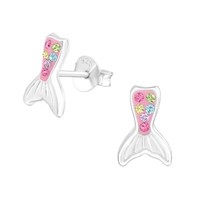 Meerjungfrau Kinder Ohrringe Kristallen 925 Silber MäDchen Ohrstecker Schmuck