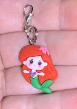 Silver Ariel Little Mermaid Charm Zipper Pull  Keychain Add On Clip 