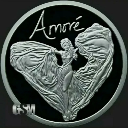 2 OZ .999 PURE SILVER SHIELD PROOF AMORE ROUND COIN BOX COA RARE LOVE GIRL HOT