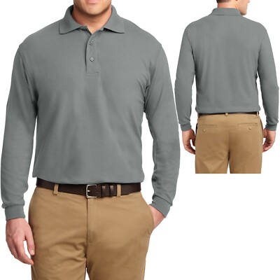 Mens Big and Tall Soft Long Sleeve Polo Shirt LT, XLT, 2XLT, 3XLT, 4XLT NEW  | eBay