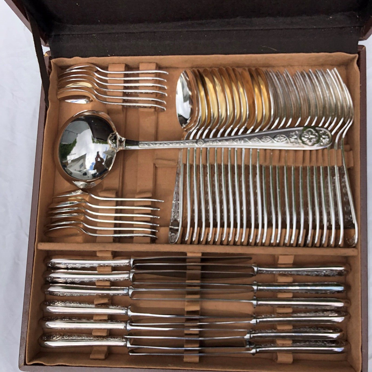 11 cuillères à soupe métal argenté orfèvre Christofle Villeroy rayures
