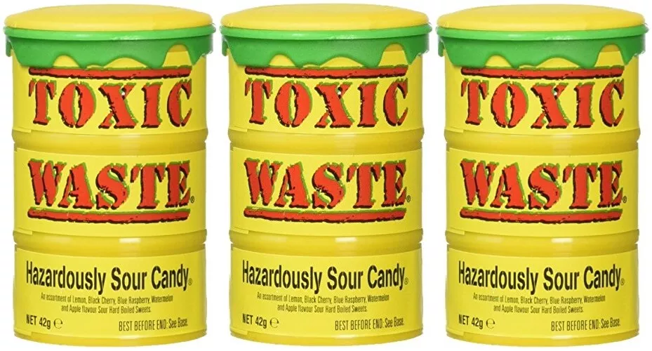 Toxic Waste Hazardously Sour Candy in Original Yellow Drum 1.7 oz 