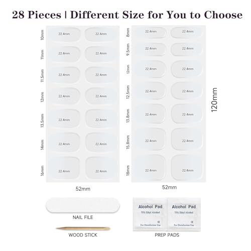 Semi Cured Gel Nail Strips, 28 pcs Gel Nail Stickers Work with Any UV Lamp, - 第 5/6 張圖片